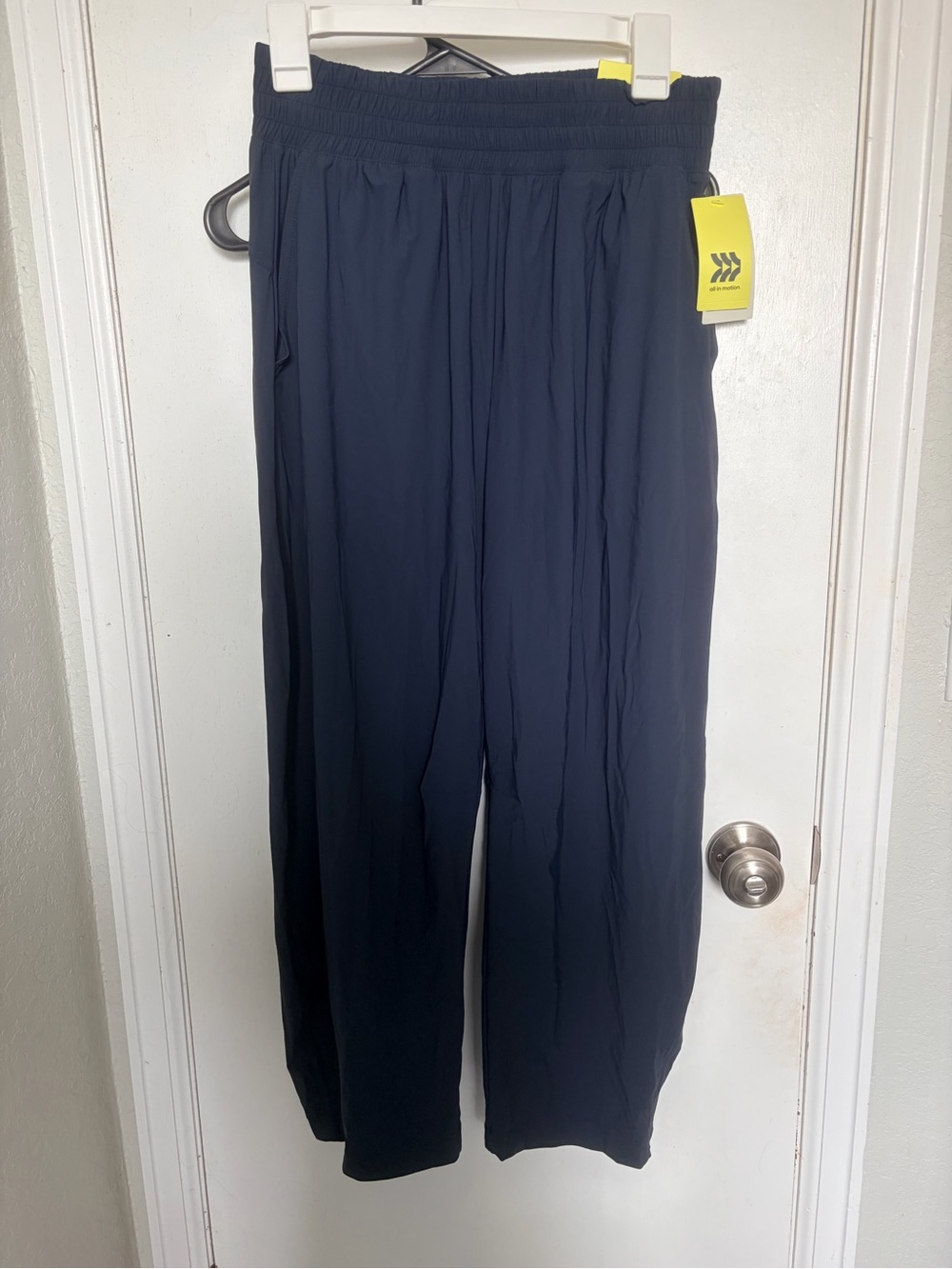 all in motion Navy Wide-Leg Elastic Waist Pants barrel high rise ankle
